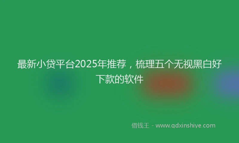 最新小贷平台2025年推荐，梳理五个无视黑白好下款的软件