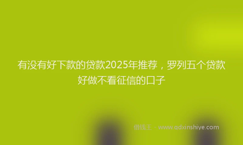 有没有好下款的贷款2025年推荐，罗列五个贷款好做不看征信的口子