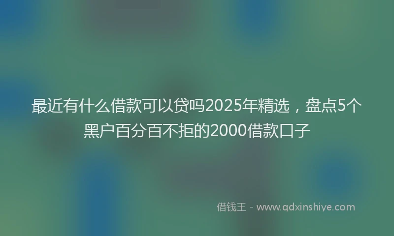 最近有什么借款可以贷吗2025年精选，盘点5个黑户百分百不拒的2000借款口子