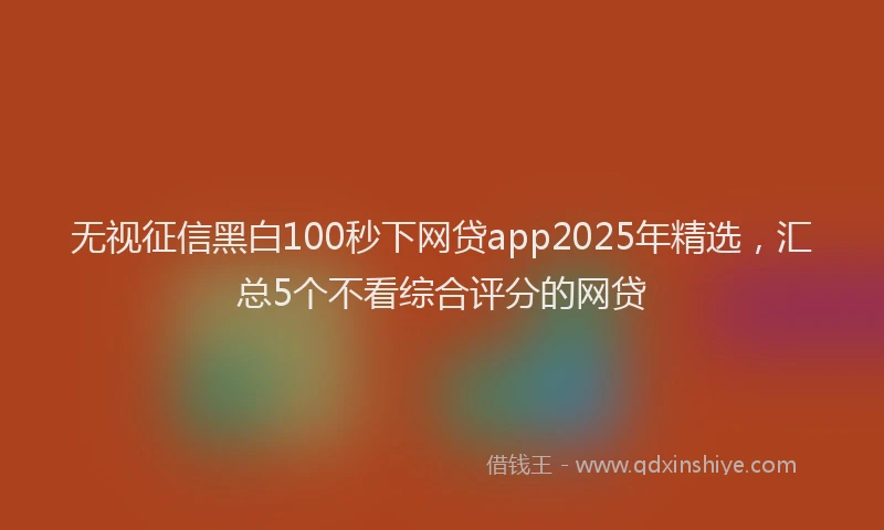 无视征信黑白100秒下网贷app2025年精选，汇总5个不看综合评分的网贷