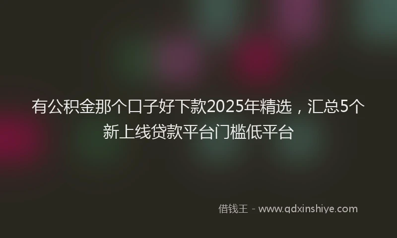 有公积金那个口子好下款2025年精选，汇总5个新上线贷款平台门槛低平台