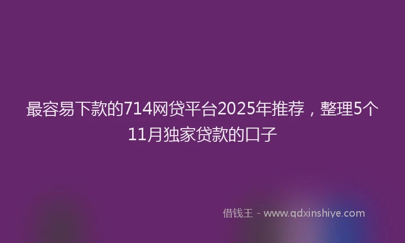 最容易下款的714网贷平台2025年推荐，整理5个11月独家贷款的口子