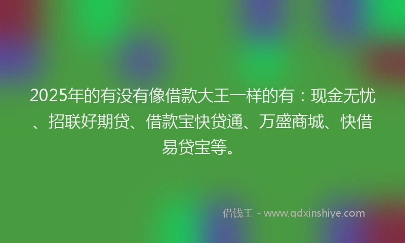 2025年的有没有像借款大王一样的有：现金无忧、招联好期贷、借款宝快贷通、万盛商城、快借易贷宝等。