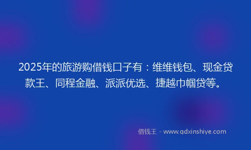 2025年的旅游购借钱口子有：维维钱包、现金贷款王、同程金融、派派优选、捷越巾帼贷等。