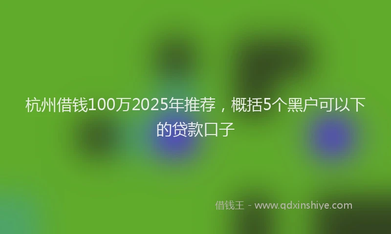 杭州借钱100万2025年推荐，概括5个黑户可以下的贷款口子