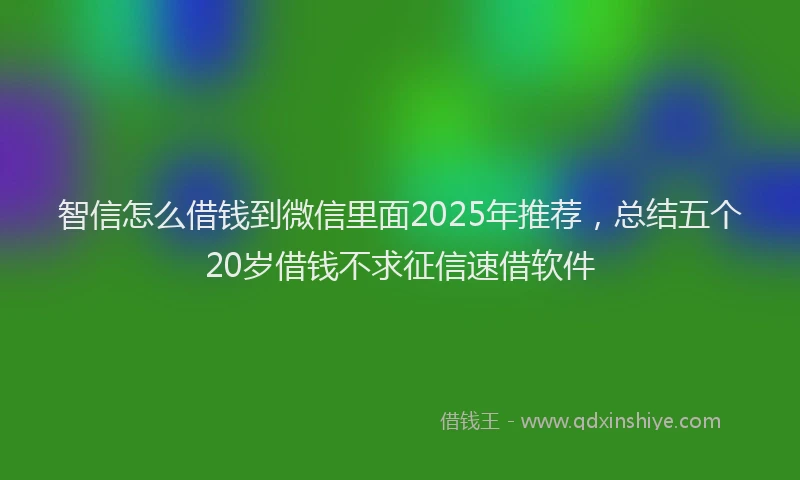 智信怎么借钱到微信里面2025年推荐，总结五个20岁借钱不求征信速借软件