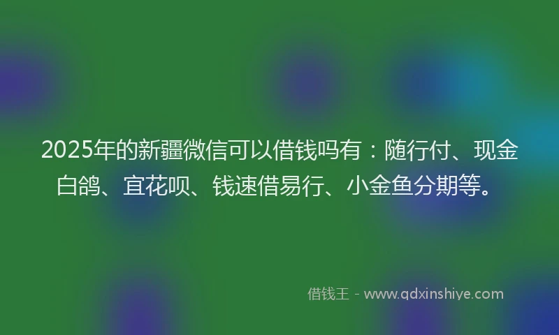 2025年的新疆微信可以借钱吗有：随行付、现金白鸽、宜花呗、钱速借易行、小金鱼分期等。