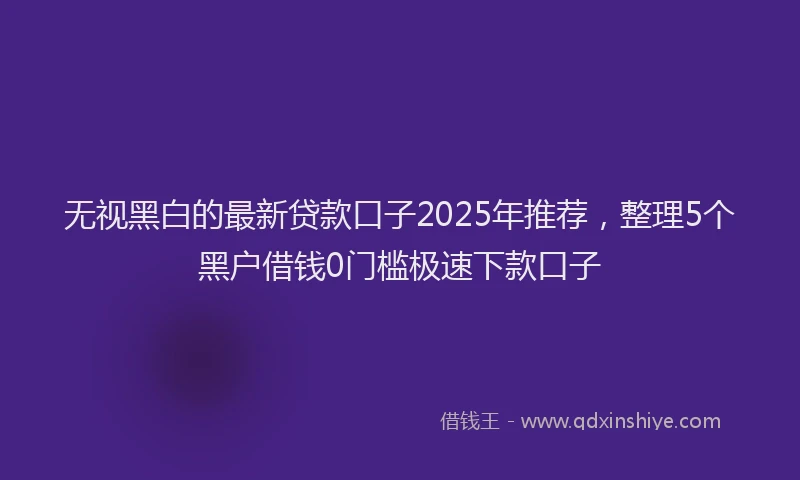 无视黑白的最新贷款口子2025年推荐，整理5个黑户借钱0门槛极速下款口子