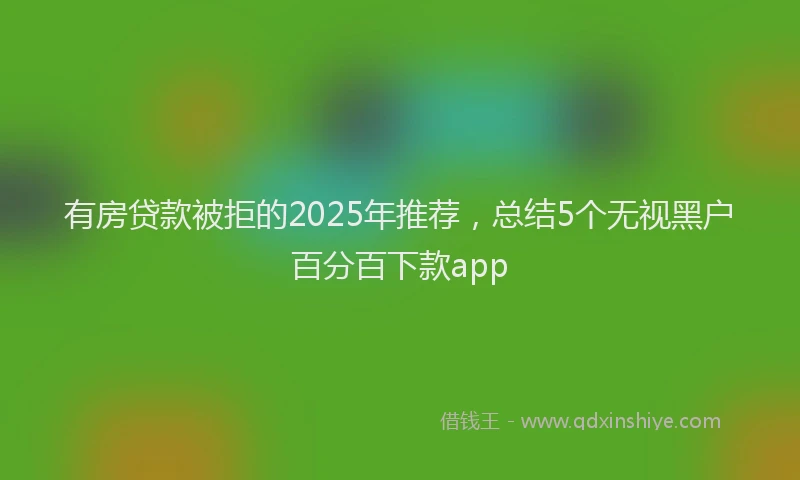 有房贷款被拒的2025年推荐，总结5个无视黑户百分百下款app