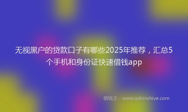 无视黑户的贷款口子有哪些2025年推荐，汇总5个手机和身份证快速借钱app