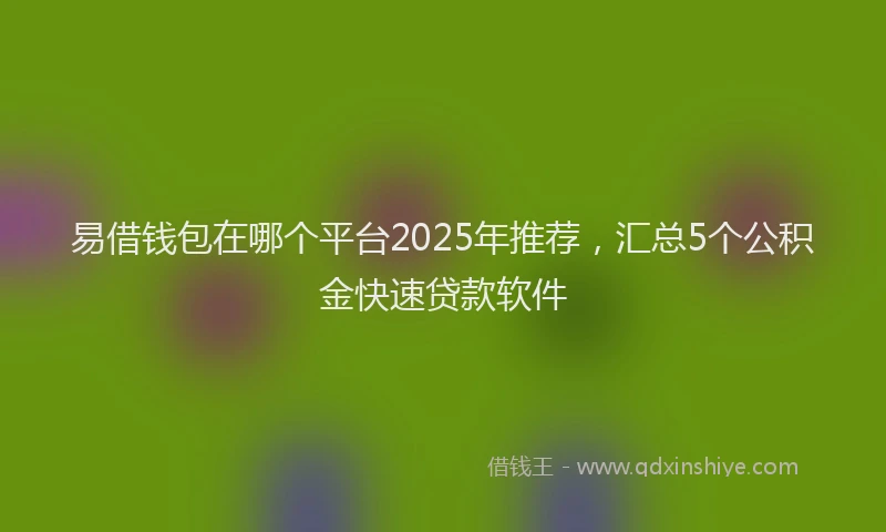易借钱包在哪个平台2025年推荐，汇总5个公积金快速贷款软件