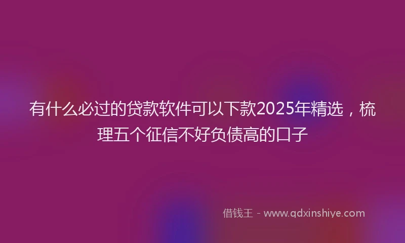 有什么必过的贷款软件可以下款2025年精选，梳理五个征信不好负债高的口子