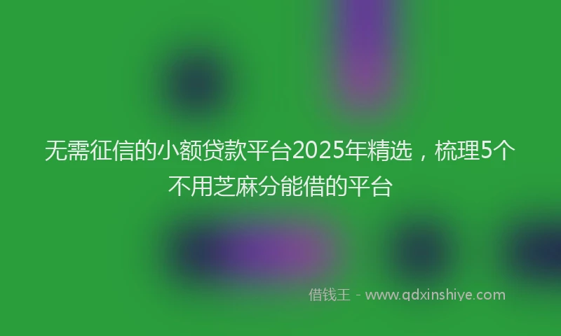 无需征信的小额贷款平台2025年精选，梳理5个不用芝麻分能借的平台