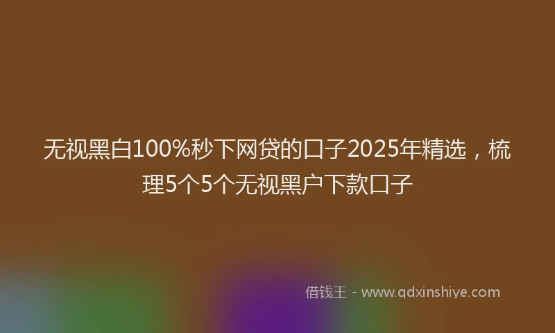 无视黑白100%秒下网贷的口子2025年精选，梳理5个5个无视黑户下款口子