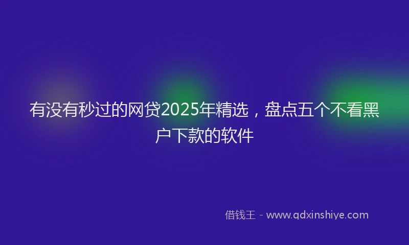 有没有秒过的网贷2025年精选，盘点五个不看黑户下款的软件