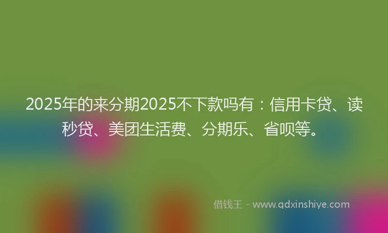 2025年的来分期2025不下款吗有：信用卡贷、读秒贷、美团生活费、分期乐、省呗等。
