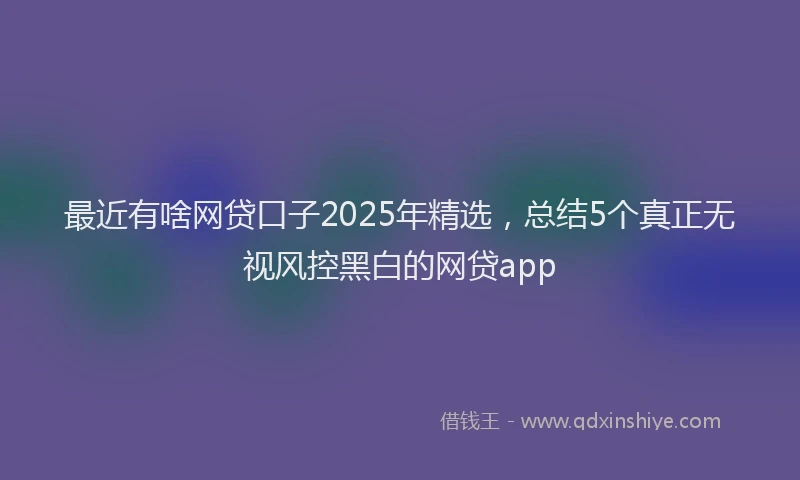最近有啥网贷口子2025年精选，总结5个真正无视风控黑白的网贷app