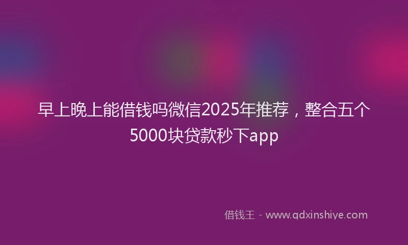 早上晚上能借钱吗微信2025年推荐，整合五个5000块贷款秒下app