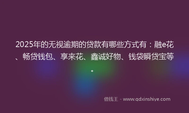 2025年的无视逾期的贷款有哪些方式有：融e花、畅贷钱包、享来花、鑫诚好物、钱袋瞬贷宝等。