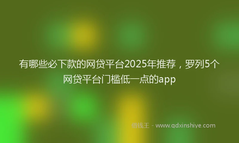 有哪些必下款的网贷平台2025年推荐，罗列5个网贷平台门槛低一点的app