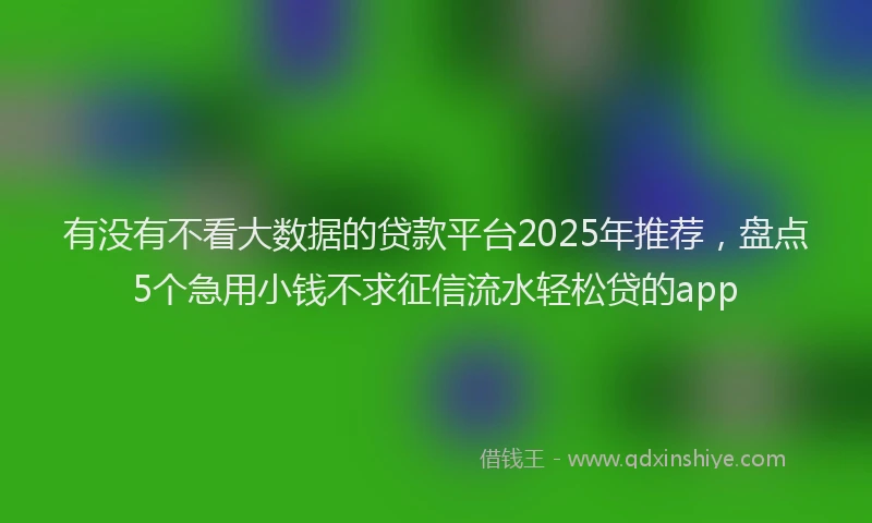 有没有不看大数据的贷款平台2025年推荐，盘点5个急用小钱不求征信流水轻松贷的app