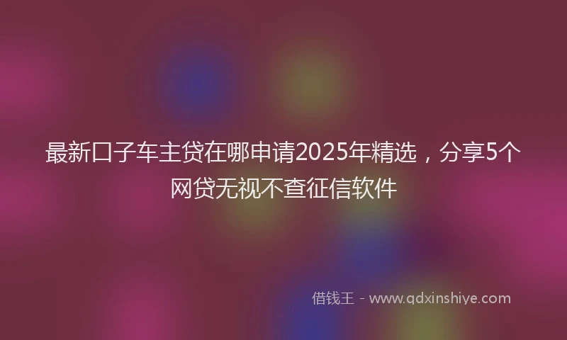 最新口子车主贷在哪申请2025年精选，分享5个网贷无视不查征信软件