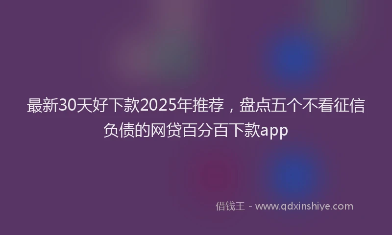 最新30天好下款2025年推荐，盘点五个不看征信负债的网贷百分百下款app
