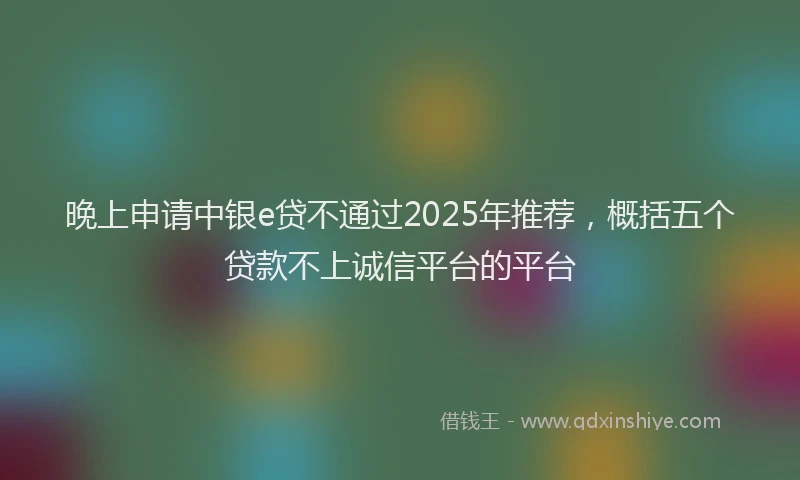 晚上申请中银e贷不通过2025年推荐，概括五个贷款不上诚信平台的平台