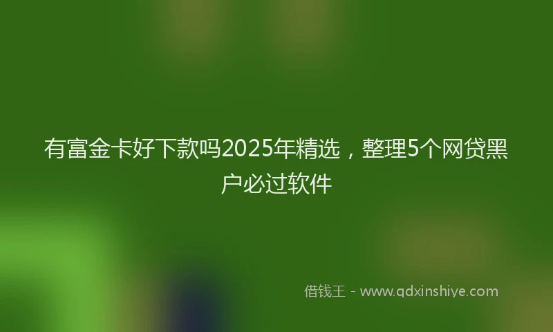 有富金卡好下款吗2025年精选，整理5个网贷黑户必过软件