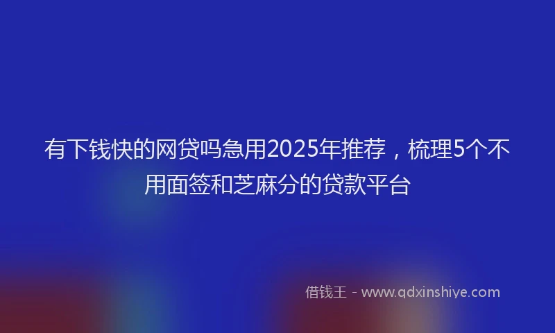 有下钱快的网贷吗急用2025年推荐，梳理5个不用面签和芝麻分的贷款平台