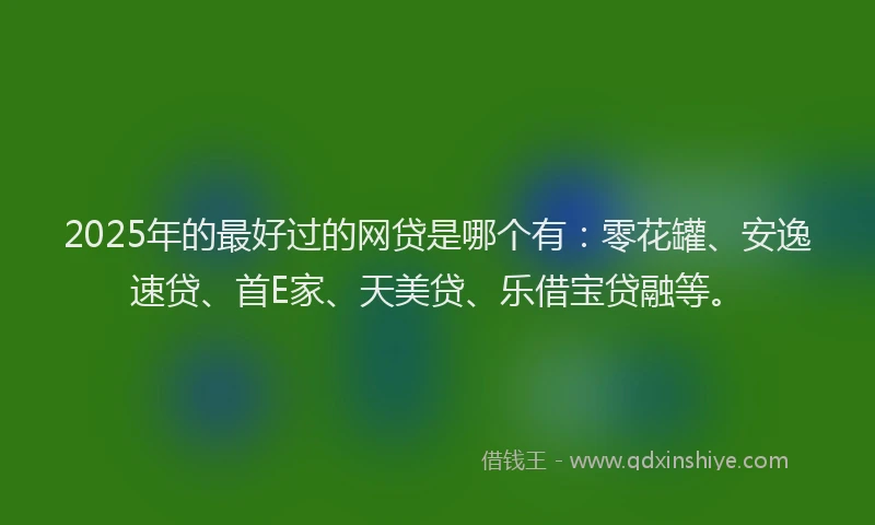 2025年的最好过的网贷是哪个有：零花罐、安逸速贷、首E家、天美贷、乐借宝贷融等。