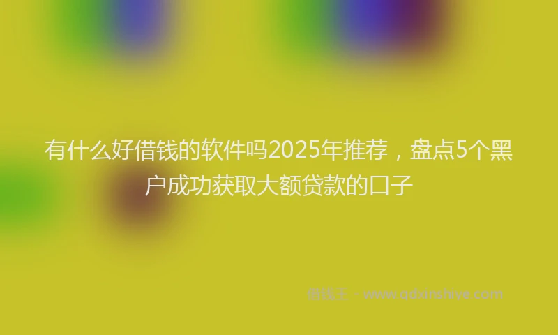 有什么好借钱的软件吗2025年推荐，盘点5个黑户成功获取大额贷款的口子