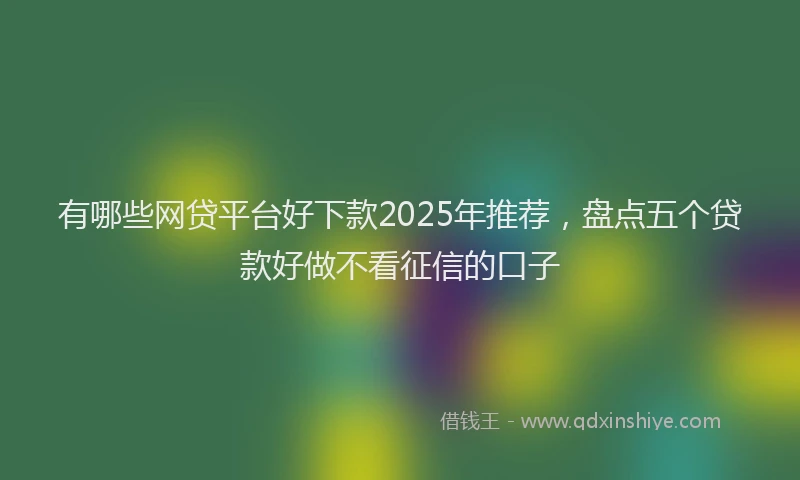 有哪些网贷平台好下款2025年推荐，盘点五个贷款好做不看征信的口子