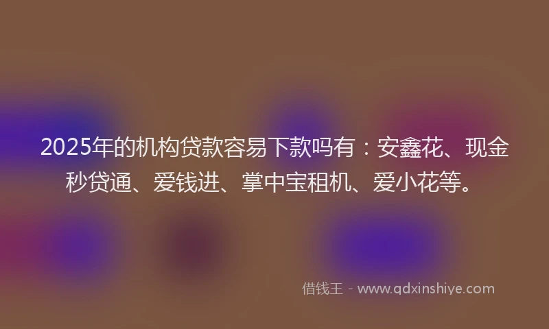 2025年的机构贷款容易下款吗有：安鑫花、现金秒贷通、爱钱进、掌中宝租机、爱小花等。