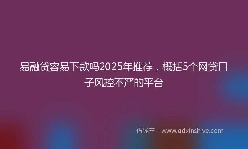 易融贷容易下款吗2025年推荐，概括5个网贷口子风控不严的平台