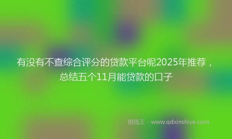 有没有不查综合评分的贷款平台呢2025年推荐，总结五个11月能贷款的口子