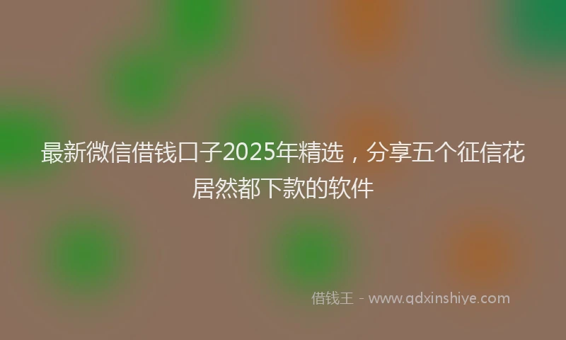 最新微信借钱口子2025年精选，分享五个征信花居然都下款的软件