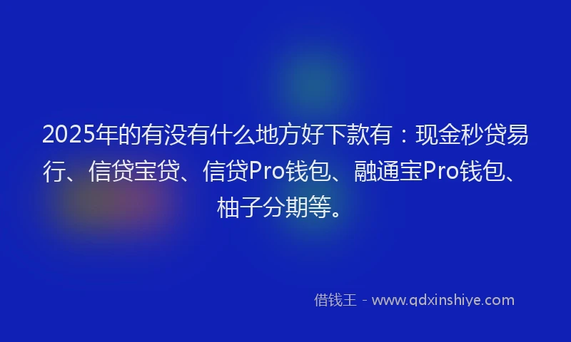 2025年的有没有什么地方好下款有：现金秒贷易行、信贷宝贷、信贷Pro钱包、融通宝Pro钱包、柚子分期等。