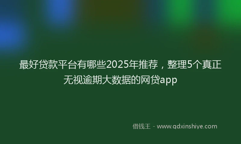 最好贷款平台有哪些2025年推荐，整理5个真正无视逾期大数据的网贷app