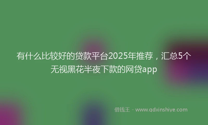 有什么比较好的贷款平台2025年推荐，汇总5个无视黑花半夜下款的网贷app