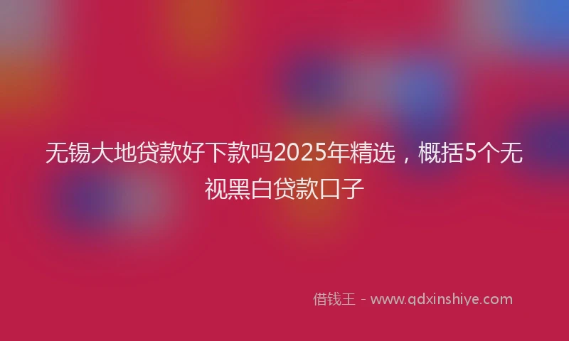 无锡大地贷款好下款吗2025年精选，概括5个无视黑白贷款口子