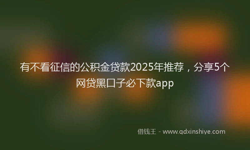 有不看征信的公积金贷款2025年推荐，分享5个网贷黑口子必下款app