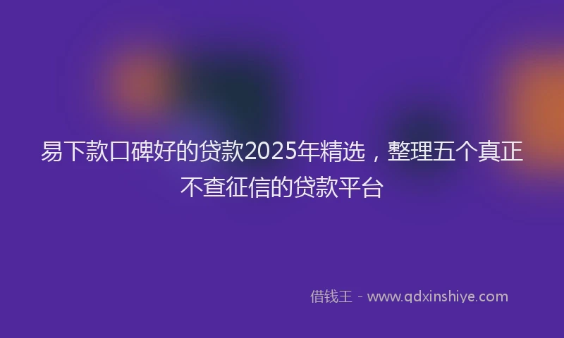 易下款口碑好的贷款2025年精选，整理五个真正不查征信的贷款平台