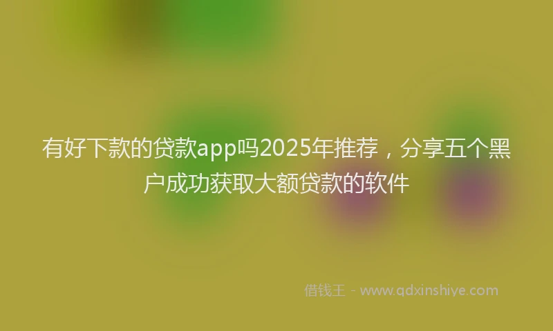 有好下款的贷款app吗2025年推荐，分享五个黑户成功获取大额贷款的软件
