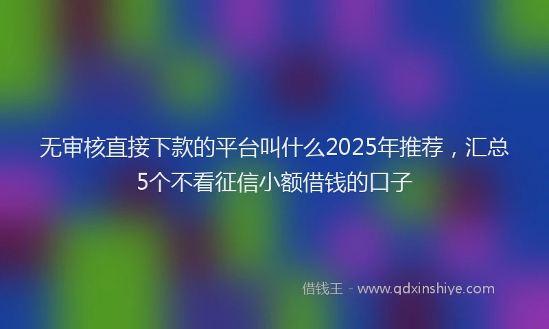 无审核直接下款的平台叫什么2025年推荐，汇总5个不看征信小额借钱的口子