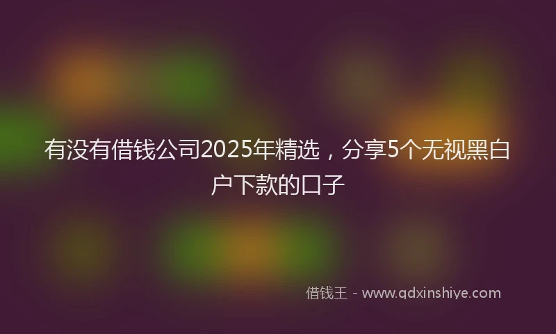 有没有借钱公司2025年精选，分享5个无视黑白户下款的口子