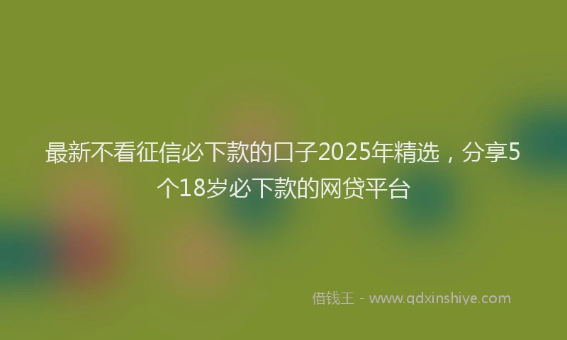 最新不看征信必下款的口子2025年精选，分享5个18岁必下款的网贷平台