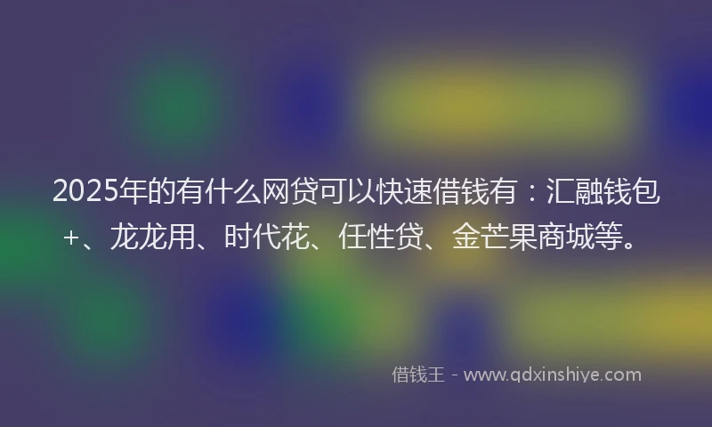 2025年的有什么网贷可以快速借钱有：汇融钱包+、龙龙用、时代花、任性贷、金芒果商城等。