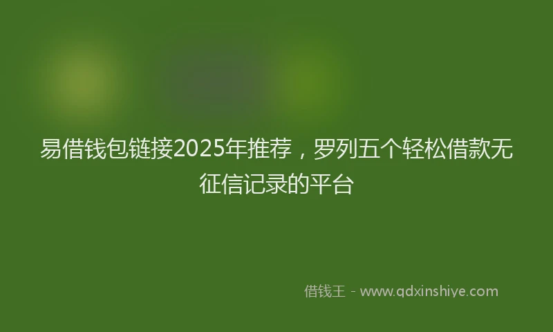 易借钱包链接2025年推荐，罗列五个轻松借款无征信记录的平台