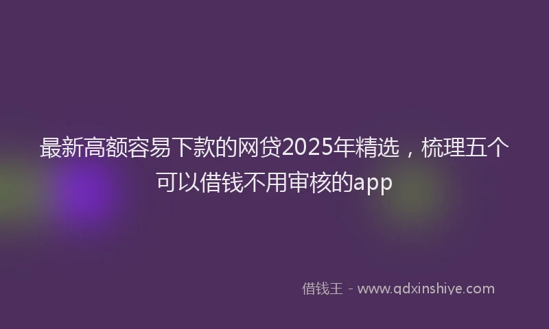 最新高额容易下款的网贷2025年精选，梳理五个可以借钱不用审核的app